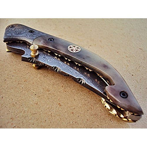 FNA-32 Custom Handmade Damascus Steel Folding Knife - Beautiful Ca...