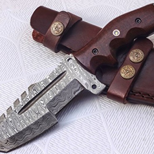 Poshland TR-301, Custom Handmade Damascus Steel Tracker Knife - St...