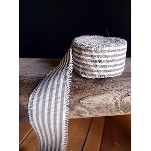PoshNPretty 1, 2, 3 Striped Fabric Linen Ribbon Unfinished Edge...