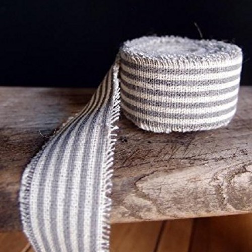 PoshNPretty 1, 2, 3 Striped Fabric Linen Ribbon Unfinished Edge...