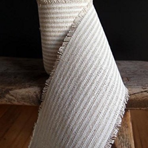 PoshNPretty 1, 2, 3 Striped Fabric Linen Ribbon Unfinished Edge...