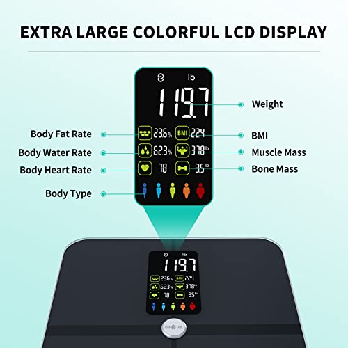 Body Fat Scale, Posture Extra Large Display Digital Bathroom Wirel...