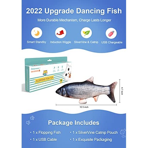Potaroma Cat Toys Flopping Fish with SilverVine and Catnip, 2022 U...