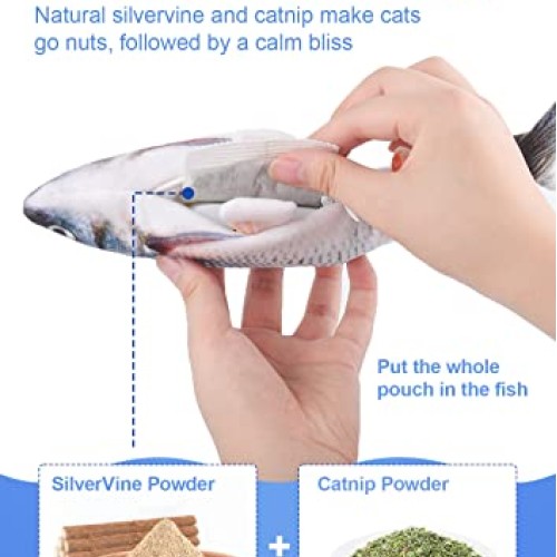 Potaroma Cat Toys Flopping Fish with SilverVine and Catnip, 2022 U...