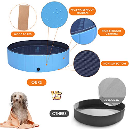 POTBY Foldable Pet Swimming Pool, Portable Collapsible Dog Bathing...