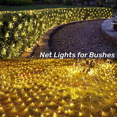 POTIVE 360 LED 12ft x 5ft Net Lights, Net Lights Outdoor Mesh Ligh...