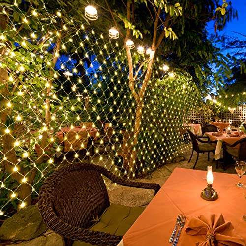 POTIVE 360 LED 12ft x 5ft Net Lights, Net Lights Outdoor Mesh Ligh...