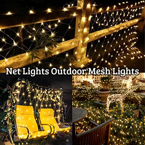 POTIVE 360 LED 12ft x 5ft Net Lights, Net Lights Outdoor Mesh Ligh...