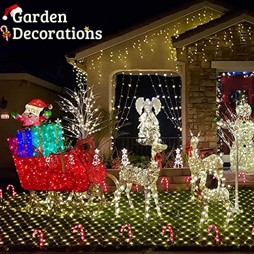 POTIVE 360 LED 12ft x 5ft Net Lights, Net Lights Outdoor Mesh Ligh...