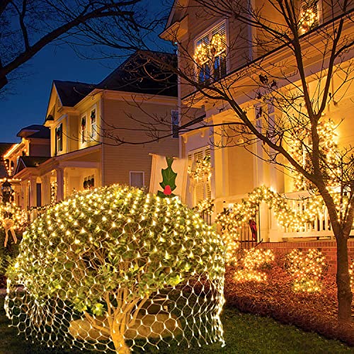POTIVE 360 LED 12ft x 5ft Net Lights, Net Lights Outdoor Mesh Ligh...
