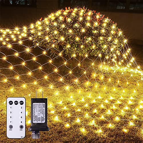 POTIVE 360 LED 12ft x 5ft Net Lights, Net Lights Outdoor Mesh Ligh...