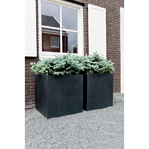 Black Square Planter Box Indoor & Outdoor - Elegant Cube Shaped Fl...