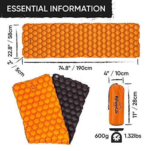 POWERLIX Sleeping Pad – Ultralight Inflatable Sleeping Mat, Ultima...