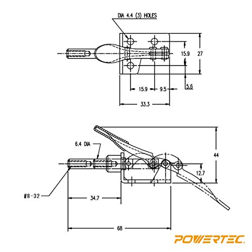 POWERTEC 20323 Push/Pull Quick-Release Toggle Clamp, 100 lbs Capac...