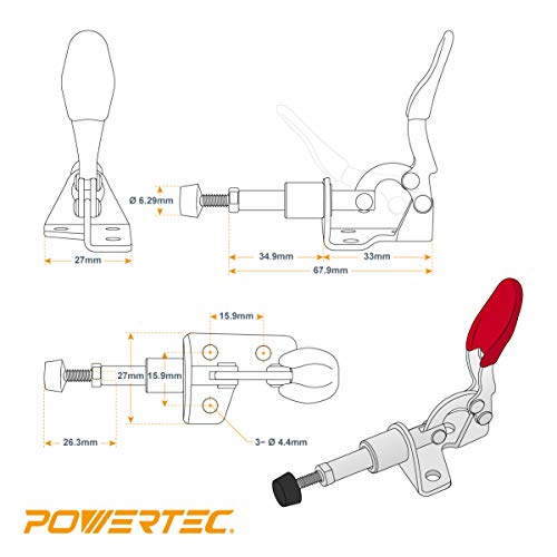 POWERTEC 20323 Push/Pull Quick-Release Toggle Clamp, 100 lbs Capac...