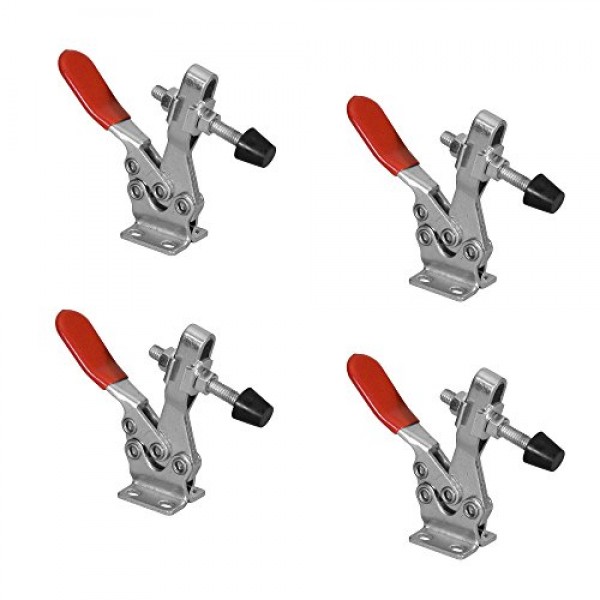 w Rubber Pressure Tip,2PK Details about   POWERTEC Quick Release Toggle Clamp Vertical 20335 
