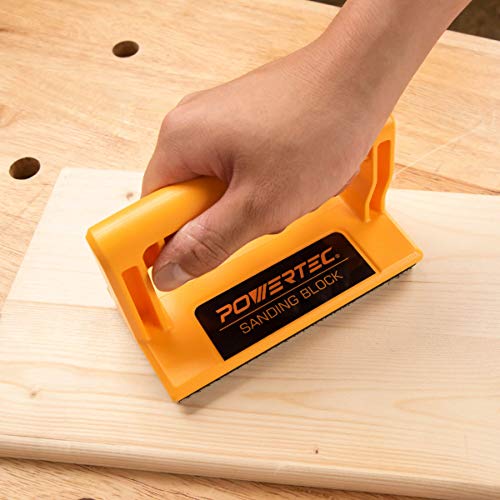 POWERTEC 71435 Hook and Loop Sanding Block w/Sandpaper Grit 40, 8...