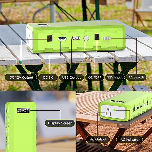 Portable Power Station with AC Outlet, Powkey 65W/110V External Ba...
