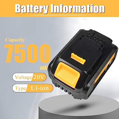 Upgraded 7500mAh DCB205 Li-Ion Battery Replacement for Dewalt 20V ...