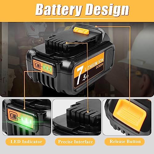 Upgraded 7500mAh DCB205 Li-Ion Battery Replacement for Dewalt 20V ...