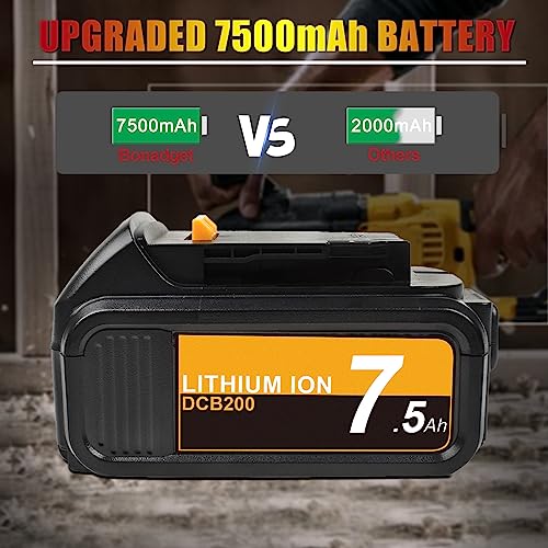 Upgraded 7500mAh DCB205 Li-Ion Battery Replacement for Dewalt 20V ...