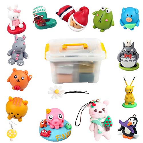 Polymer Clay, POZEAN Modeling Clay Kit 50 Colors DIY Oven Bake Cla...