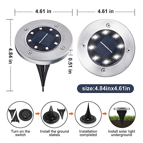 Solar Ground Lights 16 Packs - 8 LED Solar Garden Lights Outdoor W...