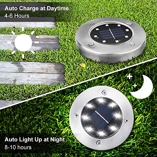 Solar Ground Lights 16 Packs - 8 LED Solar Garden Lights Outdoor W...