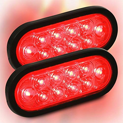 2 Red Trailer Truck LED Sealed RED 6 Oval Stop/Turn/Tail Light ...