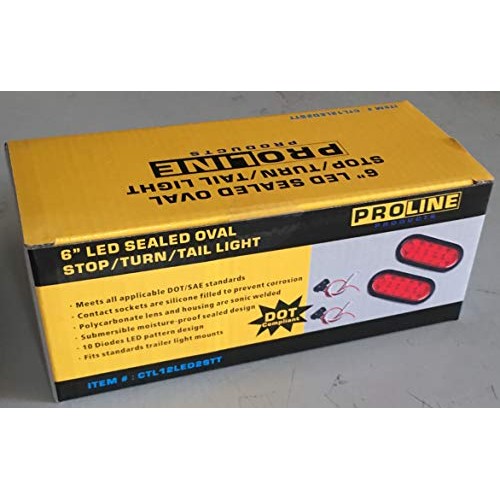 2 Red Trailer Truck LED Sealed RED 6 Oval Stop/Turn/Tail Light ...