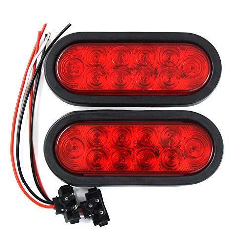 2 Red Trailer Truck LED Sealed RED 6 Oval Stop/Turn/Tail Light ...