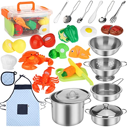 PRAJNASYS Kitchen Pretend Play Accessories Toys,Cooking Set with S...