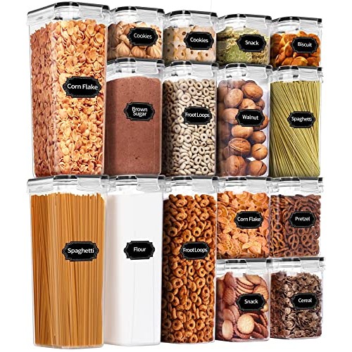 PRAKI Airtight Food Storage Container Set, 16 Pcs BPA Free Plastic...