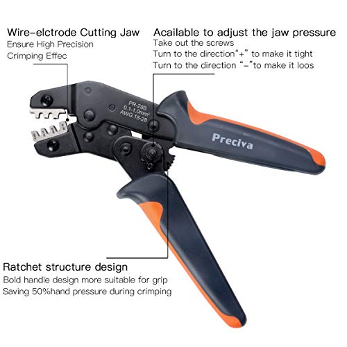 Crimping Tool, Preciva SN-28B Self-Adjusting Ratcheting Crimper To...