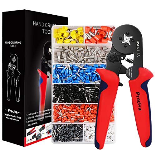 Ferrule Crimping Tool Kit, Preciva AWG23-7 Self-adjustable Ratchet...