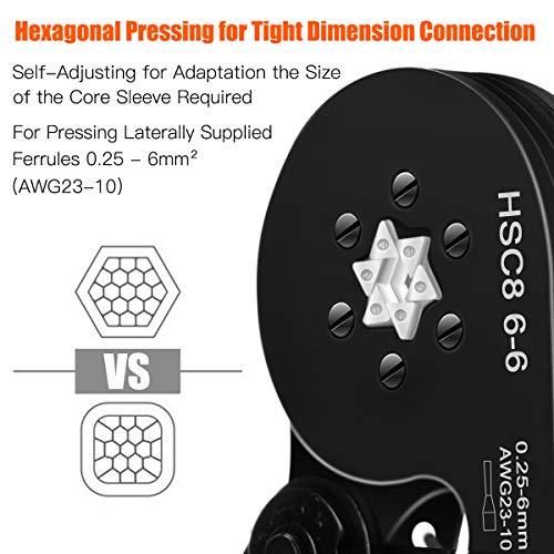 Ferrule Crimping Tool Kit, Preciva Hexagonal sawtooth Self-adjusta...