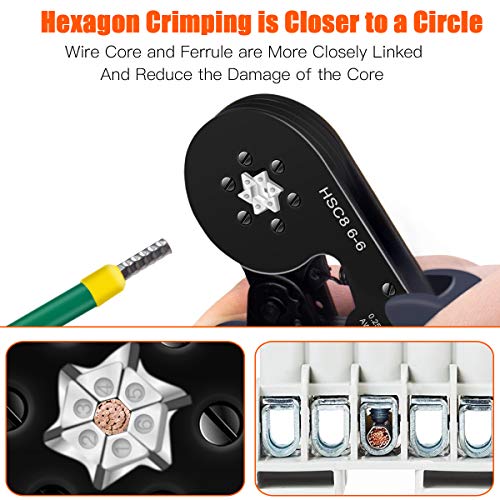 Ferrule Crimping Tool Kit, Preciva Hexagonal sawtooth Self-adjusta...