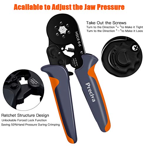 Ferrule Crimping Tool Kit, Preciva Hexagonal sawtooth Self-adjusta...