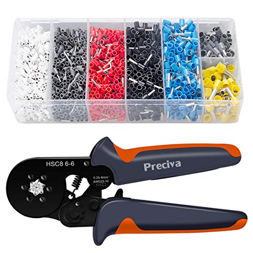 Ferrule Crimping Tool Kit, Preciva Hexagonal sawtooth Self-adjusta...
