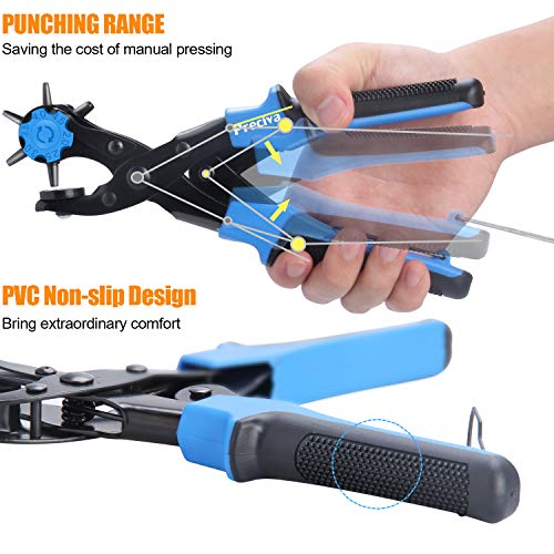 Preciva Hole Punch Plier Set, Revolving Punch Hole Tool Kit with P...
