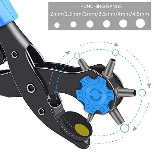 Preciva Hole Punch Plier Set, Revolving Punch Hole Tool Kit with P...