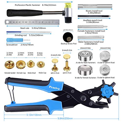 Preciva Hole Punch Plier Set, Revolving Punch Hole Tool Kit with P...