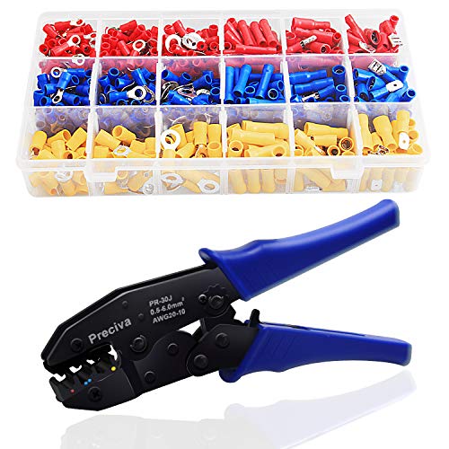 Wire Terminals Crimping Tool, Preciva Insulated Ratcheting Termina...