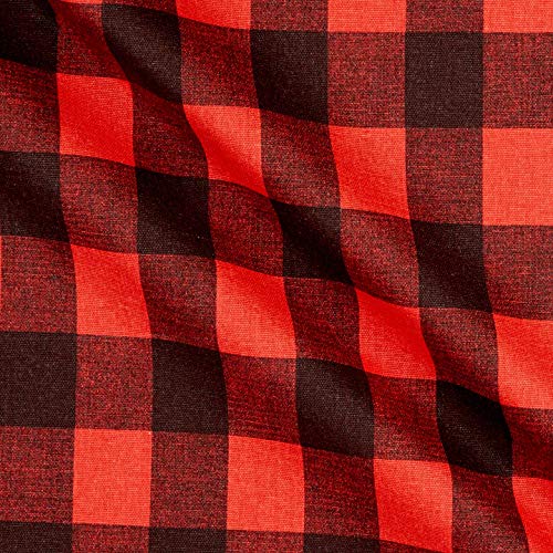 Premier Prints Buffalo Plaid Cotton Duck Red/Black Fabric Fabric b...