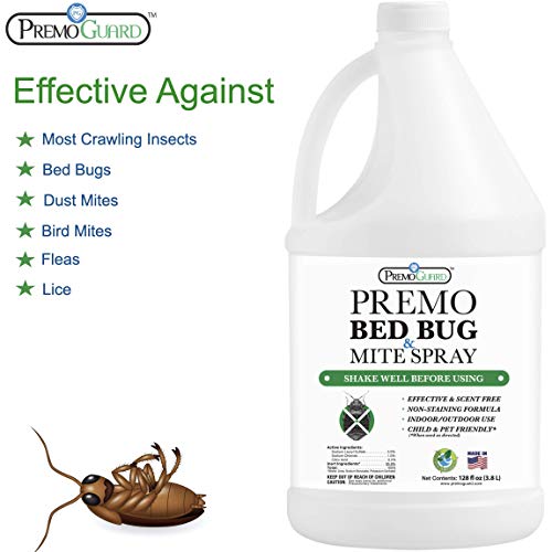 Bed Bug & Mite Killer Spray By Premo Guard 128 oz – Fast 100% Kill...