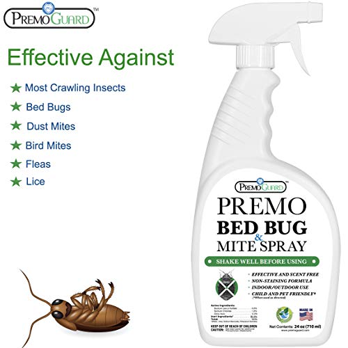 Premo Guard Bed Bug & Mite Spray – 24 oz – Fast Acting – Stain & S...