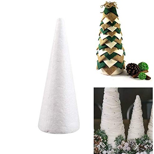 PRETYZOOM 12pcs Foam Cones for DIY Crafts 24cm White Polystyrene F...