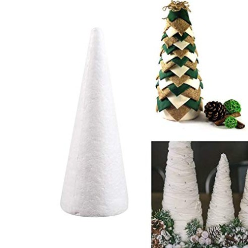 PRETYZOOM 12pcs Foam Cones for DIY Crafts 24cm White Polystyrene F...