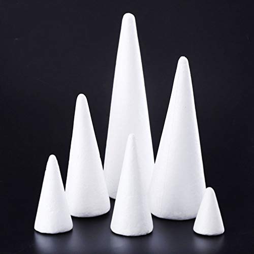 PRETYZOOM 12pcs Foam Cones for DIY Crafts 24cm White Polystyrene F...