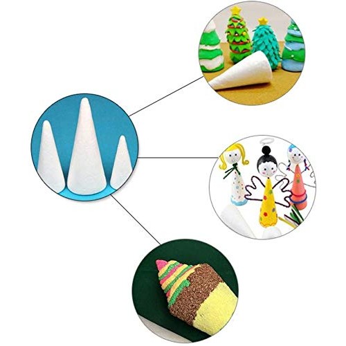 PRETYZOOM 12pcs Foam Cones for DIY Crafts 24cm White Polystyrene F...